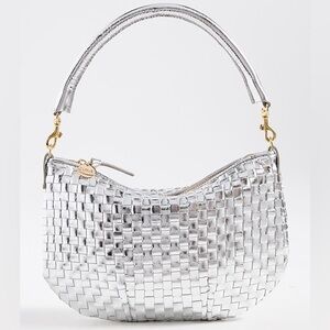 RARE Clare V. Silver Woven Checker Petit Moyen